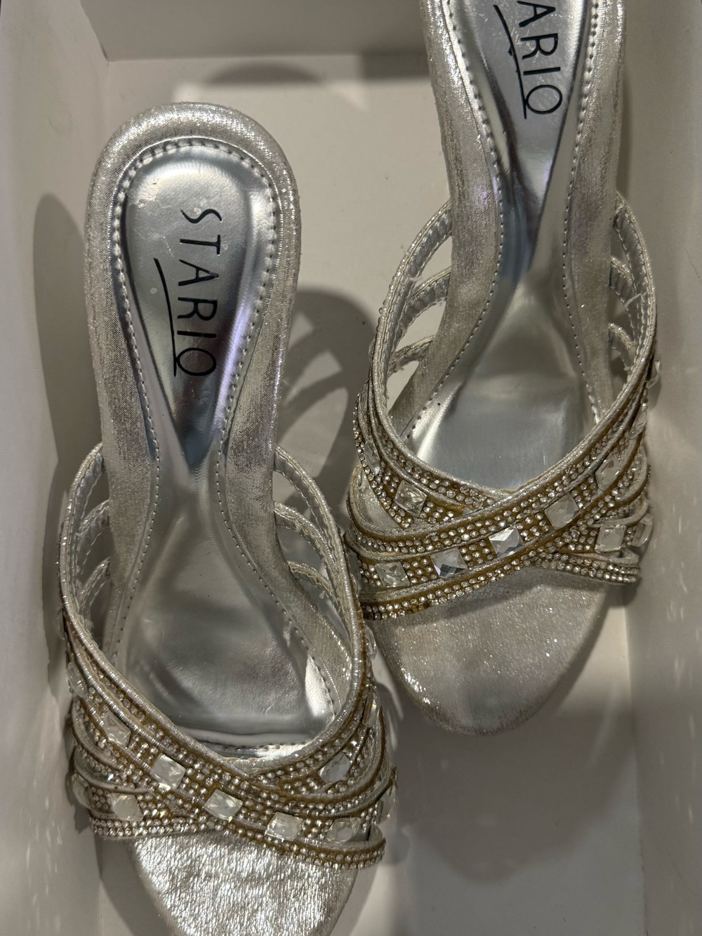 Silver Embellished Women's Dress Sandals